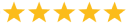 Five gold stars in a row representing a perfect five-star customer rating or review.